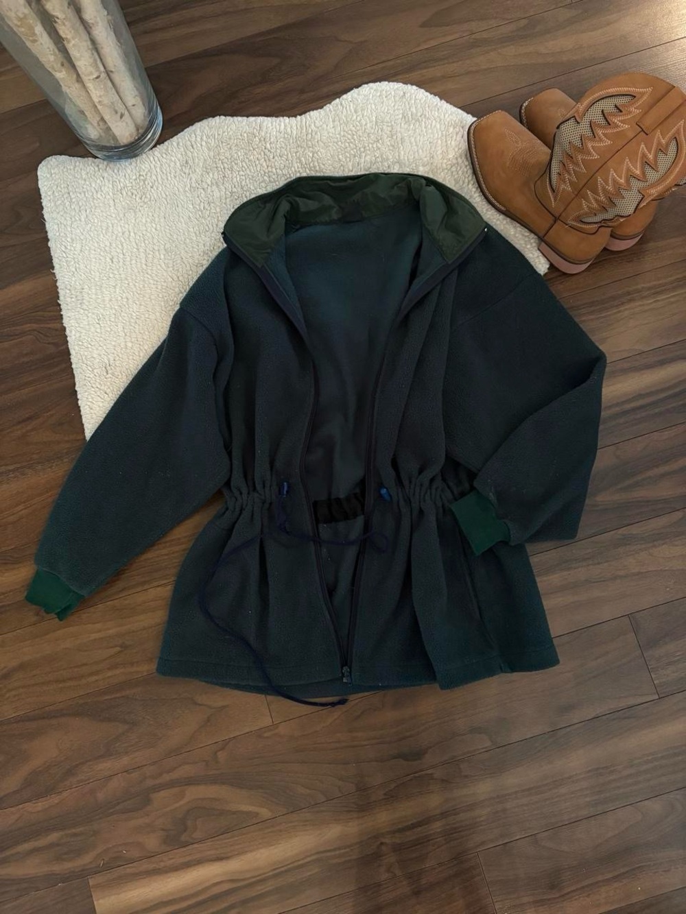 🌲VINTAGE FOREST GREEN ZIP-UP FLEECE JACKET